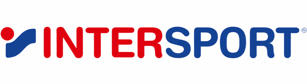 Logo Intersport Officiel : Sport et Équipement Logo Intersport en lettres capitales rouges et bleues avec un symbole stylisé rouge et bleu à gauche et le symbole ®.